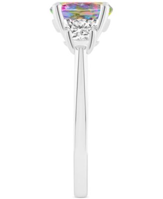 Mystic Topaz (2-3/8 ct. t.w.) & White Topaz (5/8 ct. t.w.) Three Stone Ring in Sterling Silver (Also in Pink Topaz)