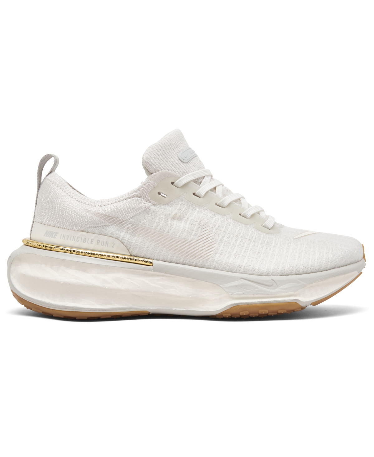 Nike Women's Air Zoom Invincible Run 3 Flyknit Running Sneakers From Finish Line In Bone,ivory