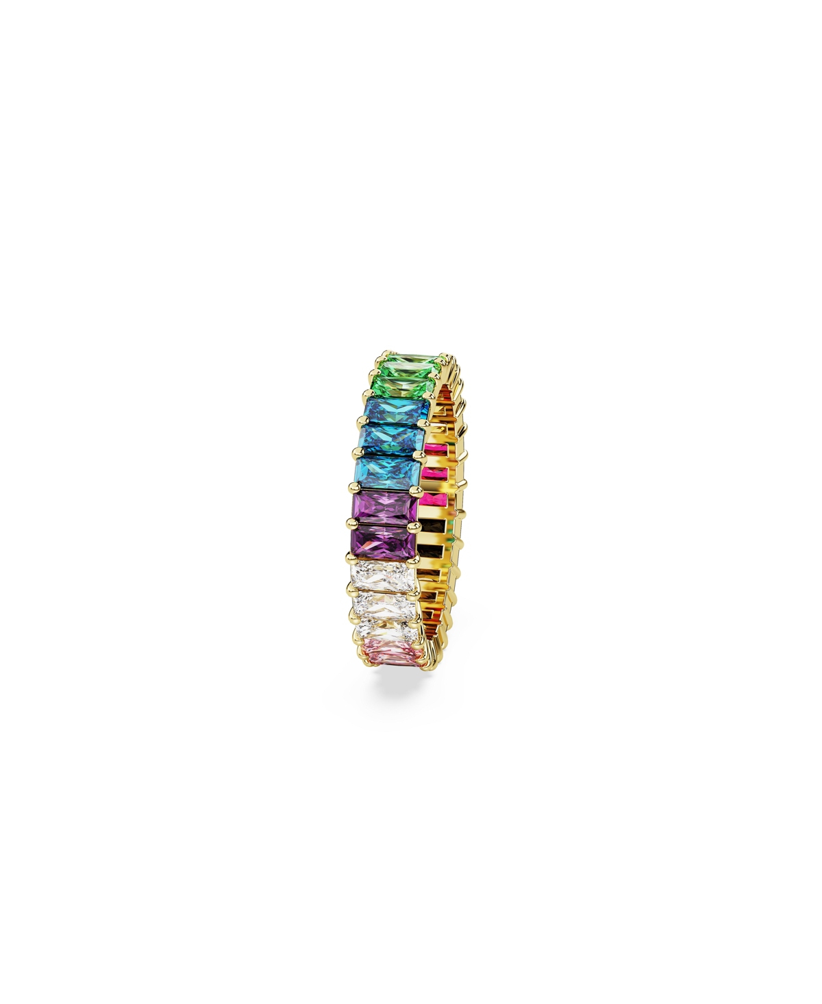 SWAROVSKI BAGUETTE CUT, MULTICOLORED, GOLD-TONE PLATED MATRIX RING 
