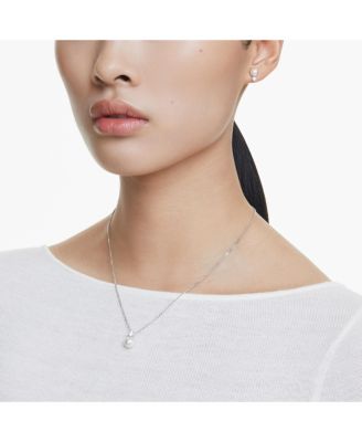 Crystal Pearl, Round Cut, White, Rhodium Plated Matrix Set