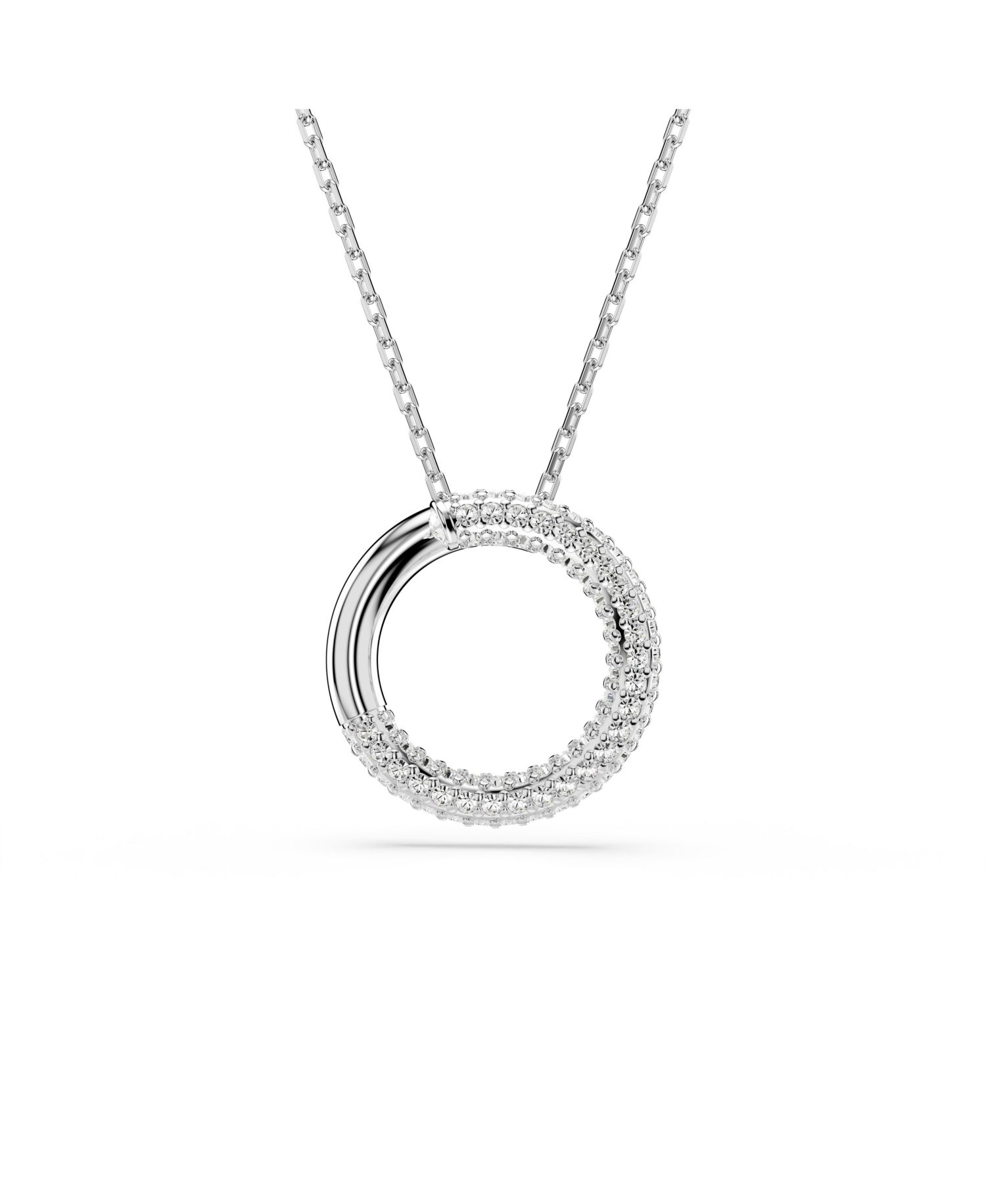 Dextera Pendant, Pav&eacute;, White, Rhodium Plated Necklace