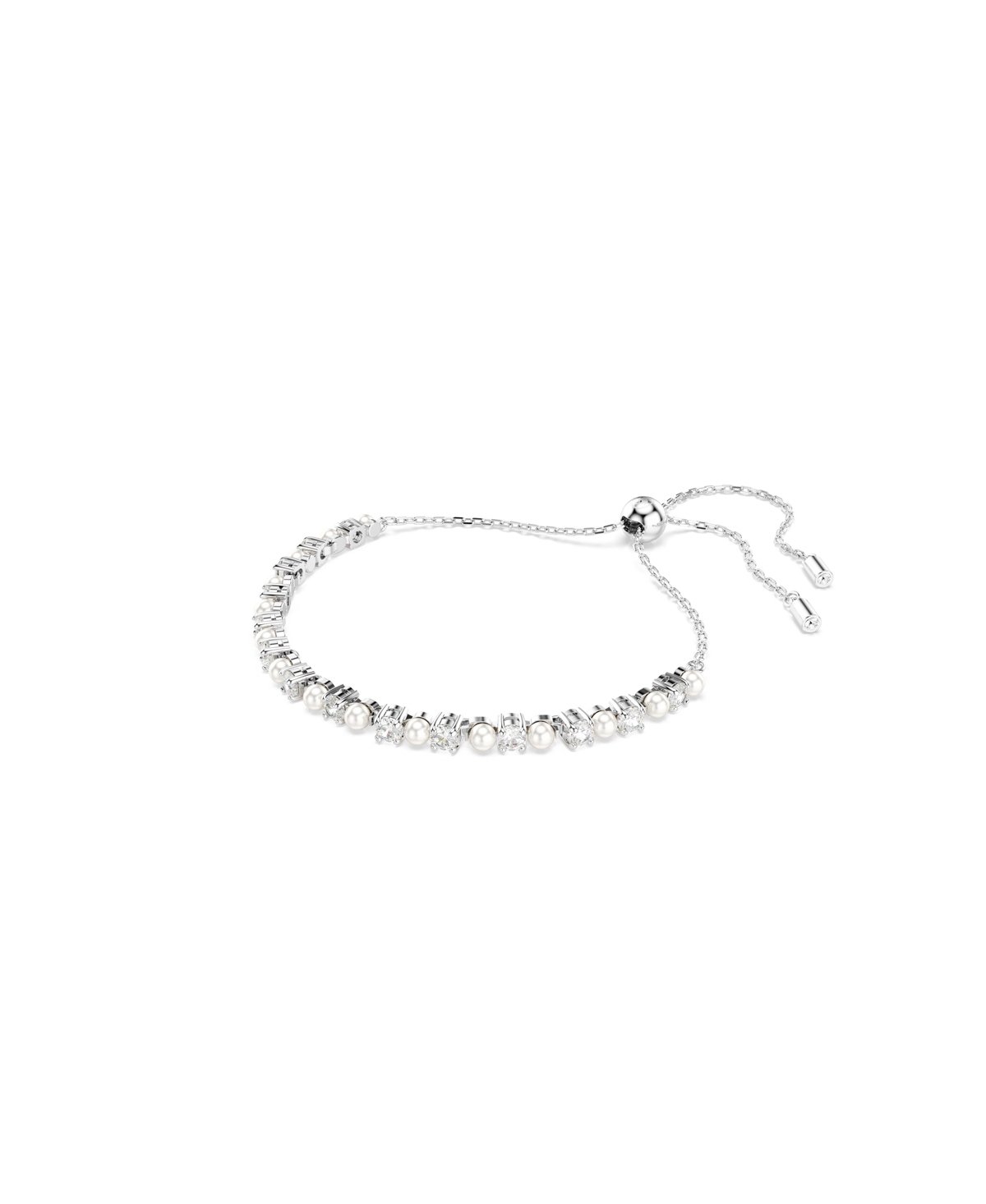 Swarovski Matrix Mixed Round Cuts White Rhodium Plated Tennis Bracelet In Silver