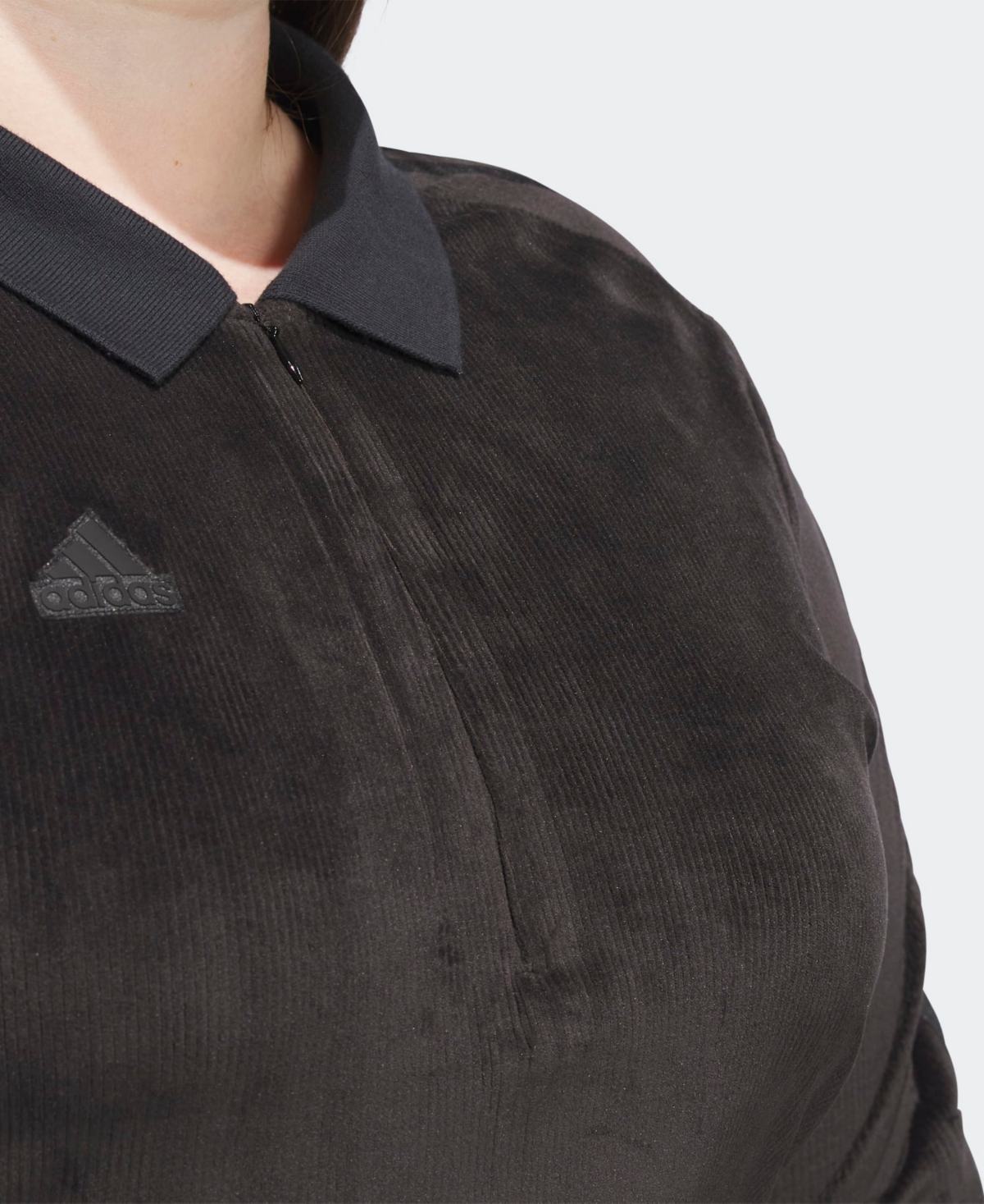 Adidas Plus Size Tiro 3-Stripes Velour Polo Collar Dress