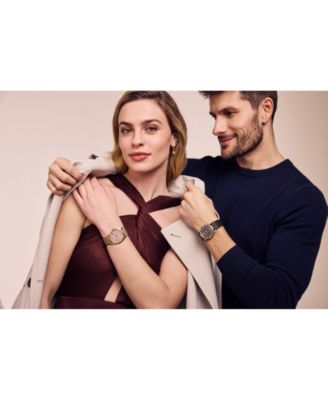 Eco-Drive Unisex Beige Leather Strap Watch 38mm