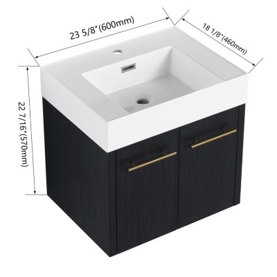 Bathroom Vanity with Unique Resin Sink and Soft-Closing Hinges