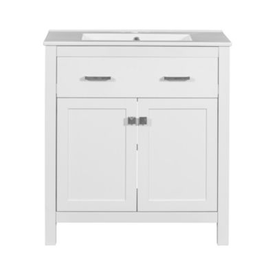 30" x 18.3" x 33.59". Elegant 30-inch Modern Bathroom Vanity with Ample Storage