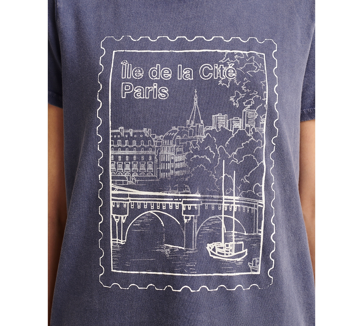 Lucky Brand Women's Paris Post Stamp Crewneck Cotton T-Shirt