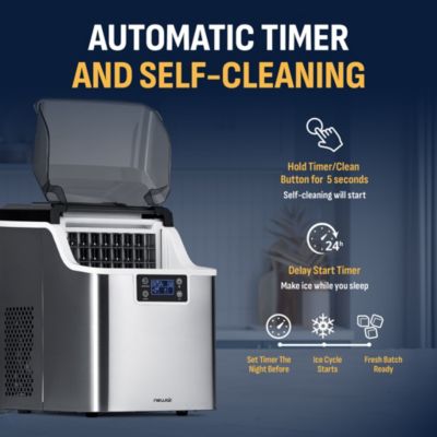 Countertop Portable Clear Ice Cube Maker Machine, 45lbs/24H, in Stainless Steel