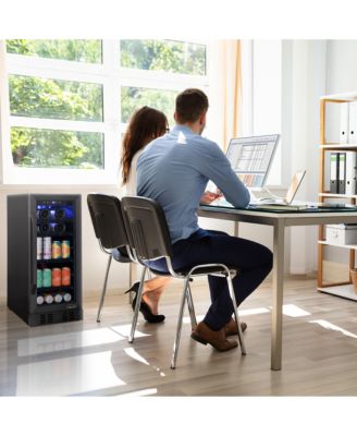 Wine & Beverage Refrigerator – 15" FlipShelf, Dual Zone, 80 Cans/33 Bottles, Black Stainless, Glass Door, Quiet Cooling, Built-in/Freestanding