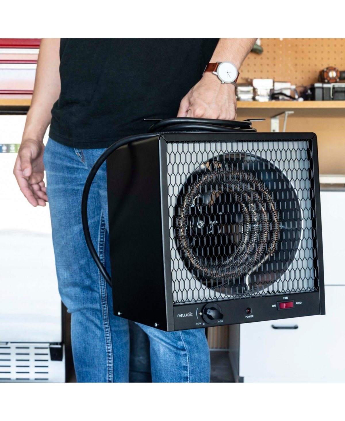 Newair Portable 240v Electric Garage Heater, 600 sq. ft. with 6-Foot Cord Wrap and Carrying Handle, Perfect for Garages, Workshops and More