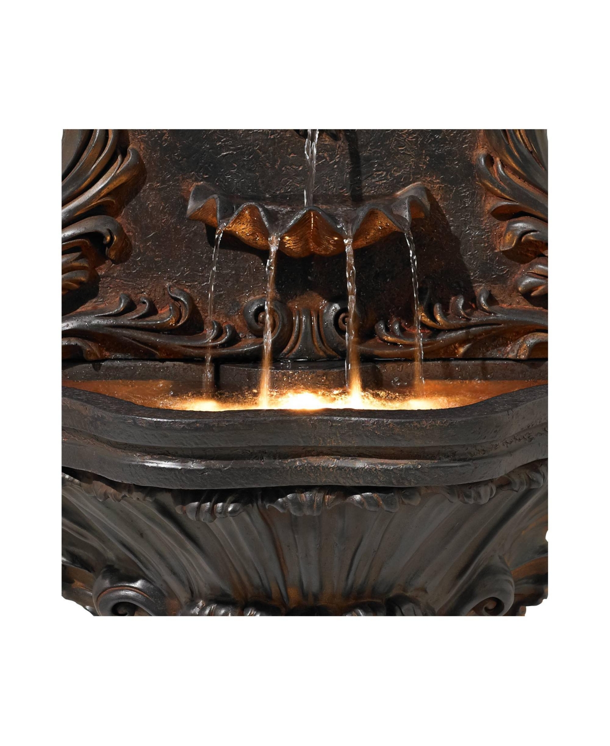 John Timberland Imperial Lion Acanthus Rustic Outdoor Wall Water Fountain High with Led Light for Garden Patio Backyard Deck Home Lawn Porch House