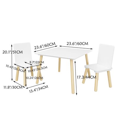 Streamdale Sturdy Kids Table and Chairs Set in White