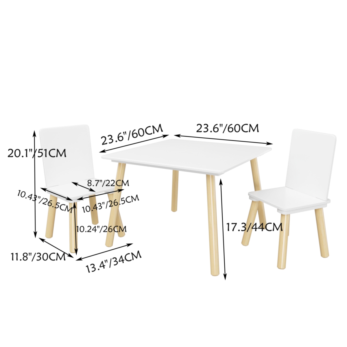 Streamdale Furniture Sturdy Kids Table and Chairs Set - White