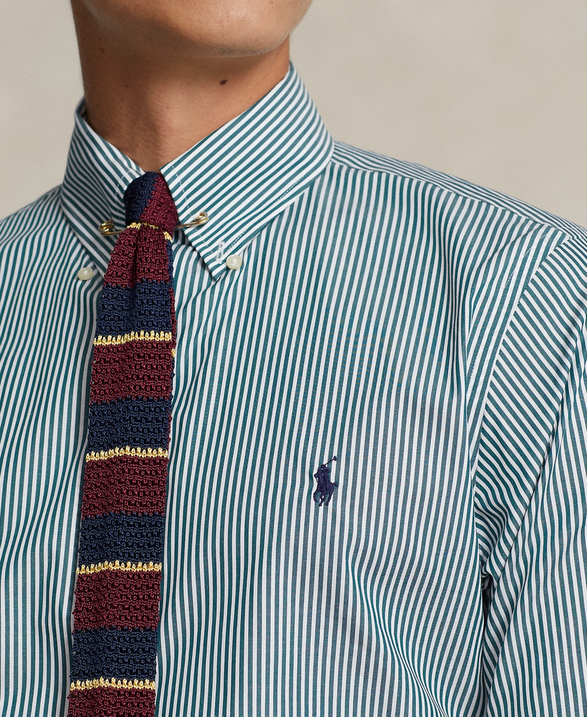 Polo Ralph Lauren Men's Classic-Fit Striped Poplin Shirt -white