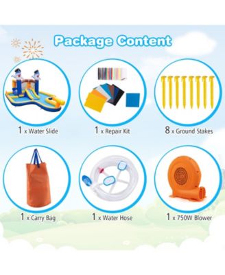 7-In-1 Water Slide Park with Splash Pool and Water Cannon with 680W Blower