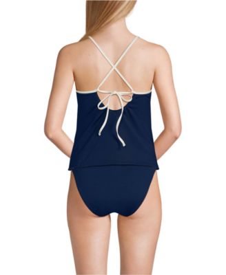 Women's Reversible Scoop Neck Tie Back Tankini Swimsuit Top