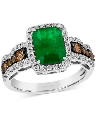 Le Vian - Costa Smeralda Emerald (1-5/8 ct. t.w.) & Diamond (3/4 ct. t.w.) Halo Scalloped Edge Ring in 14k White Gold