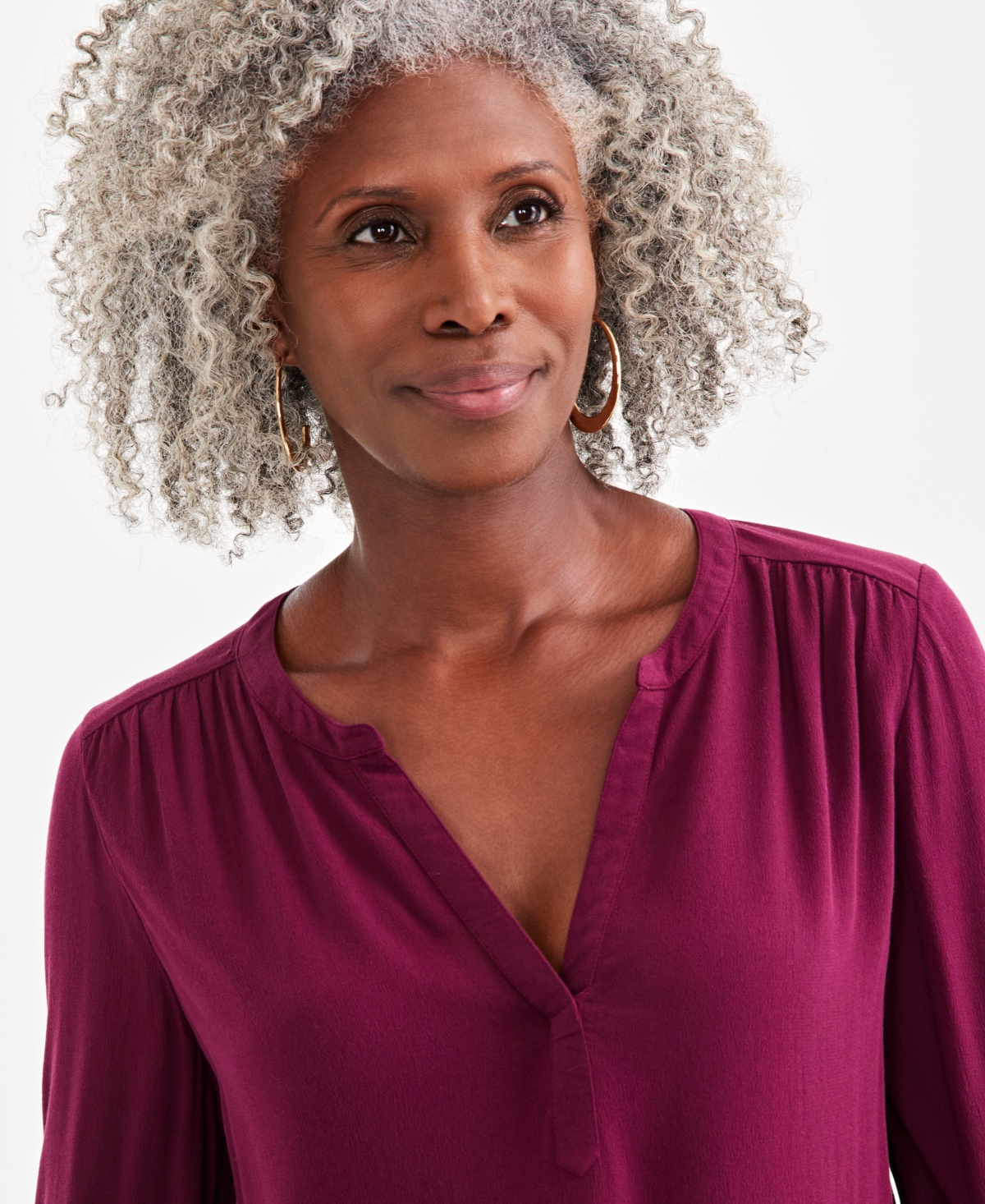 Style & Co Women's Split Neck Popover Blouse, Created for Macy's