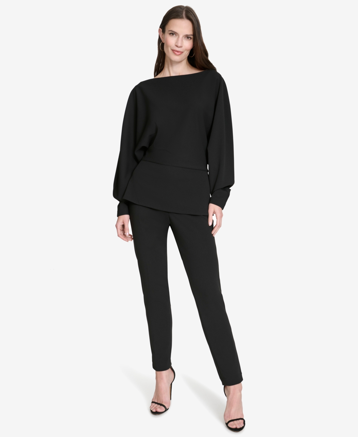 Halston Women's Dolman-Sleeve Boat-Neck Peplum Top