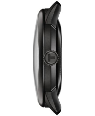 Men's Swiss Automatic Chemin Des Tourelles Skeleton Black Leather Strap Watch 40mm