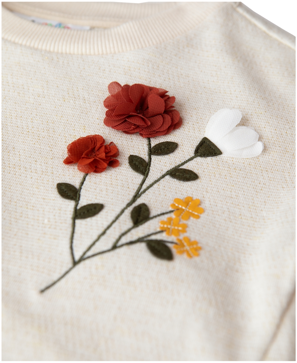 Kids Headquarters Toddler and Little Girls Oversized French Terry Lurex Crewneck Flare Leg Ribbed Leggings -Rio Red