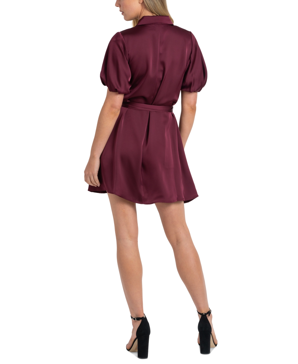 SAM EDELMAN WOMEN'S FLUID-SATIN PUFF-SLEEVE MINI DRESS 