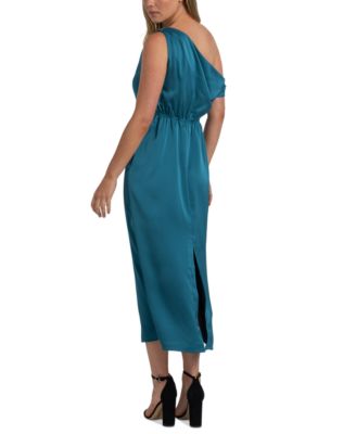 Women's One-Shoulder Satin Midi Dress