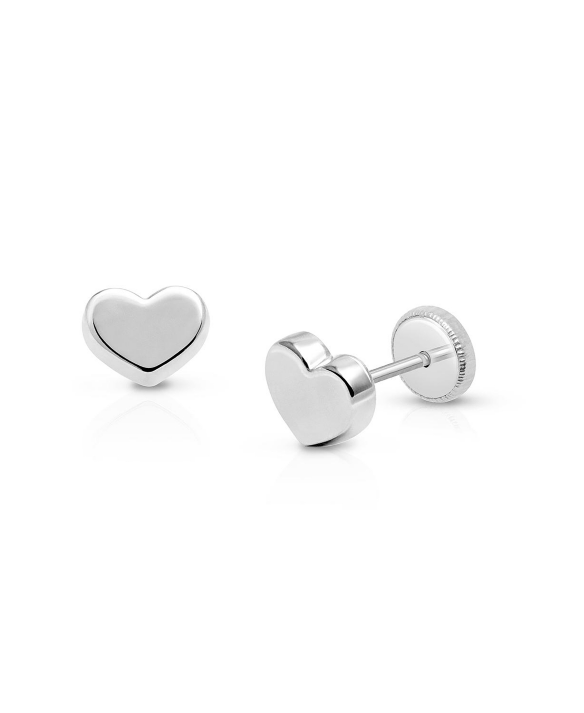 Children's 14K Gold Modern Heart Studs Girls' Screw Back Earrings - 14k rose gold