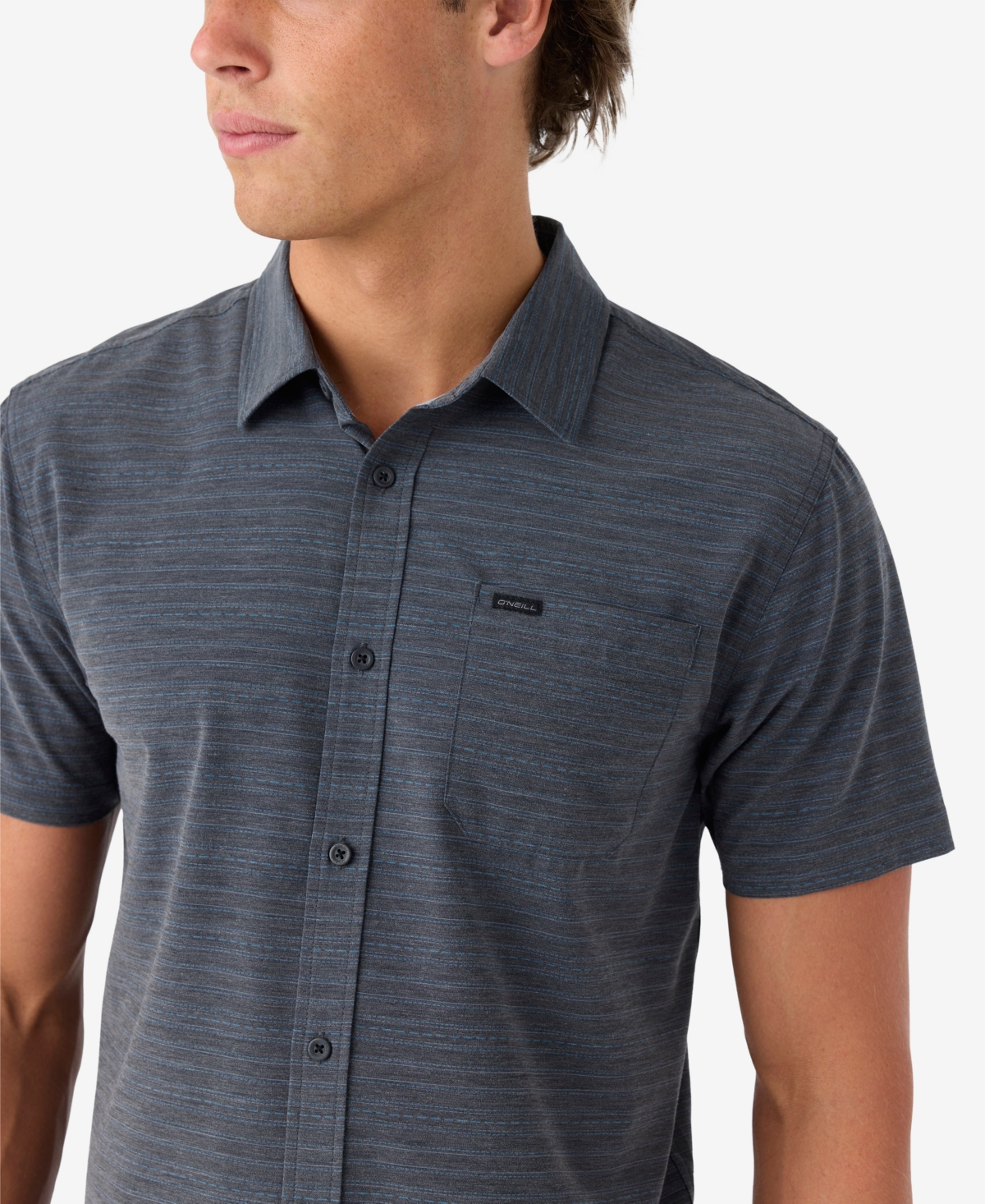 O'Neill Men's Trvlr Upf Traverse Stripe Standard Shirt - Black 3