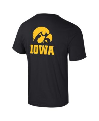 Men's Black Iowa Hawkeyes Logo Lockup 2-Hit Active Blend T-Shirt