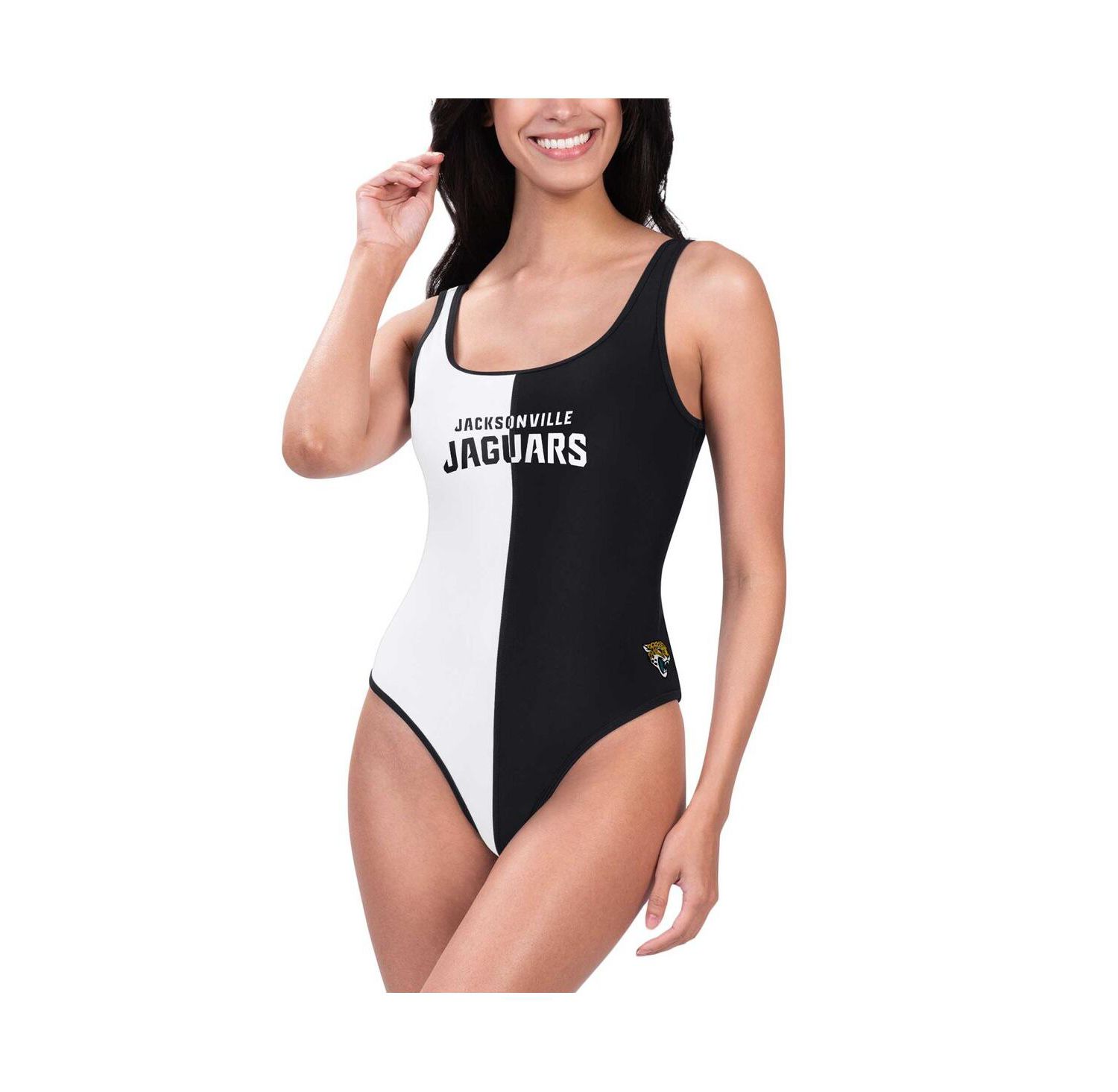 Women's Black/White Jacksonville Jaguars Last Stand One-Piece Swimsuit