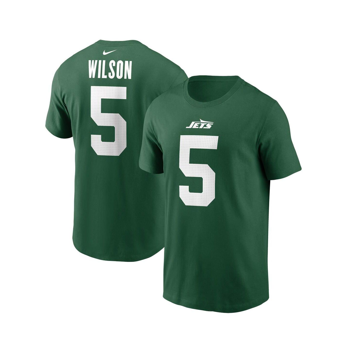 Мужская футболка Nike Garrett Wilson Green New York Jets Name & Number — фото 1