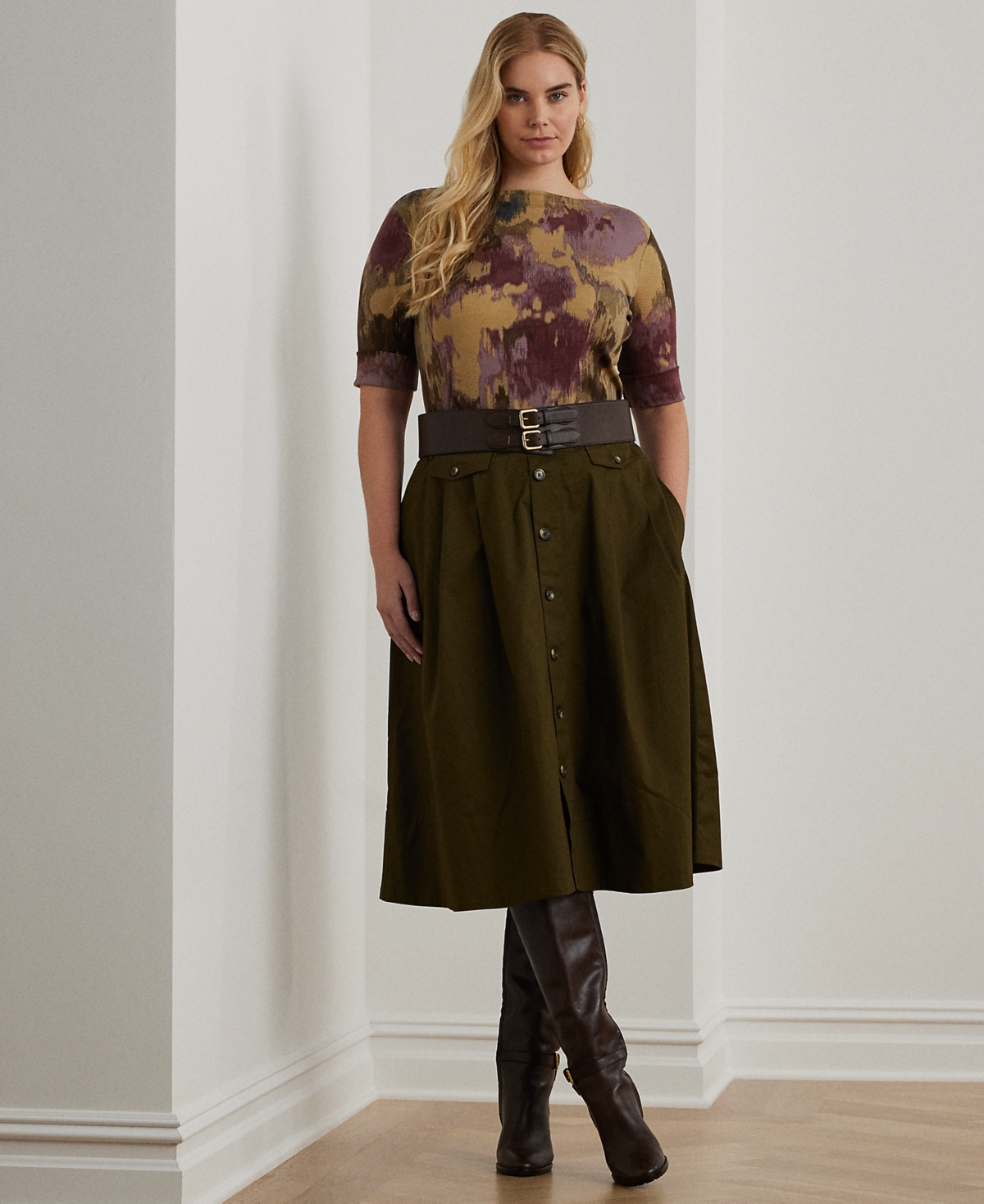 Lauren Ralph Lauren Plus Size Floral Boat-Neck Tee
