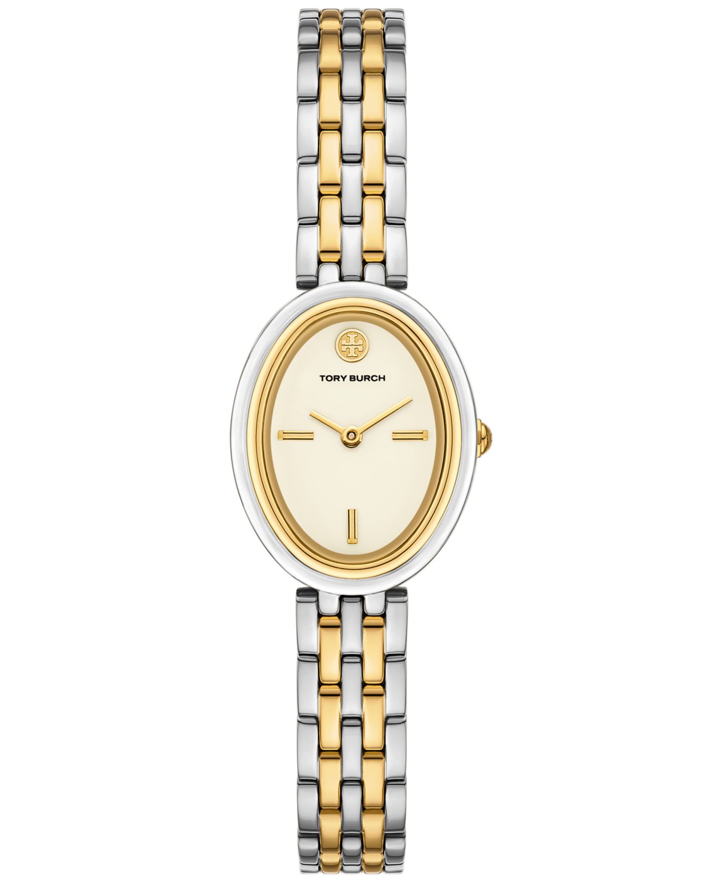 Женские часы Tory Burch The Oval Two-Tone Stainless Steel Bracelet Watch 22mm — фото 1