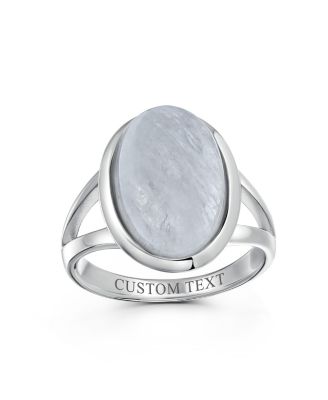 Simple Large Oval Cabochon Bezel Split Shank Statement Ring Women Sterling Silver