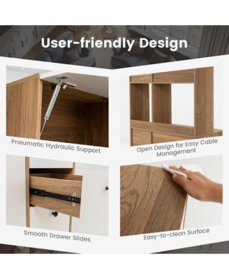 71" MDF Freestanding Kitchen Pantry Hutch Storage Cabinet with 4 Doors