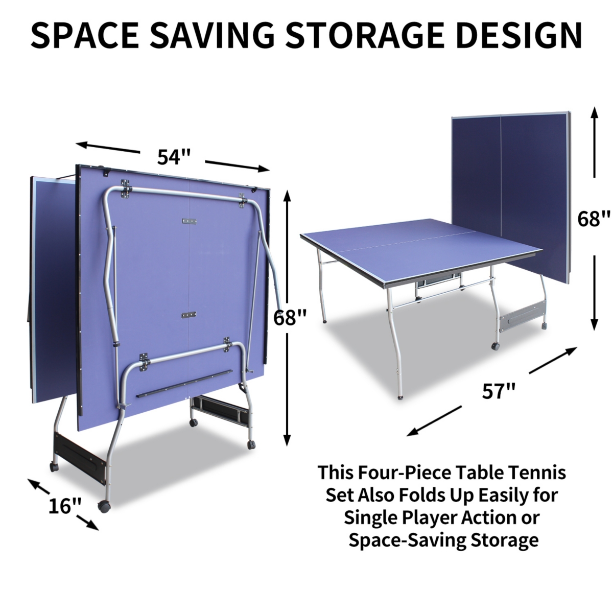 Streamdale Furniture Foldable Midsize Table Tennis Table with Paddles, Net, Balls