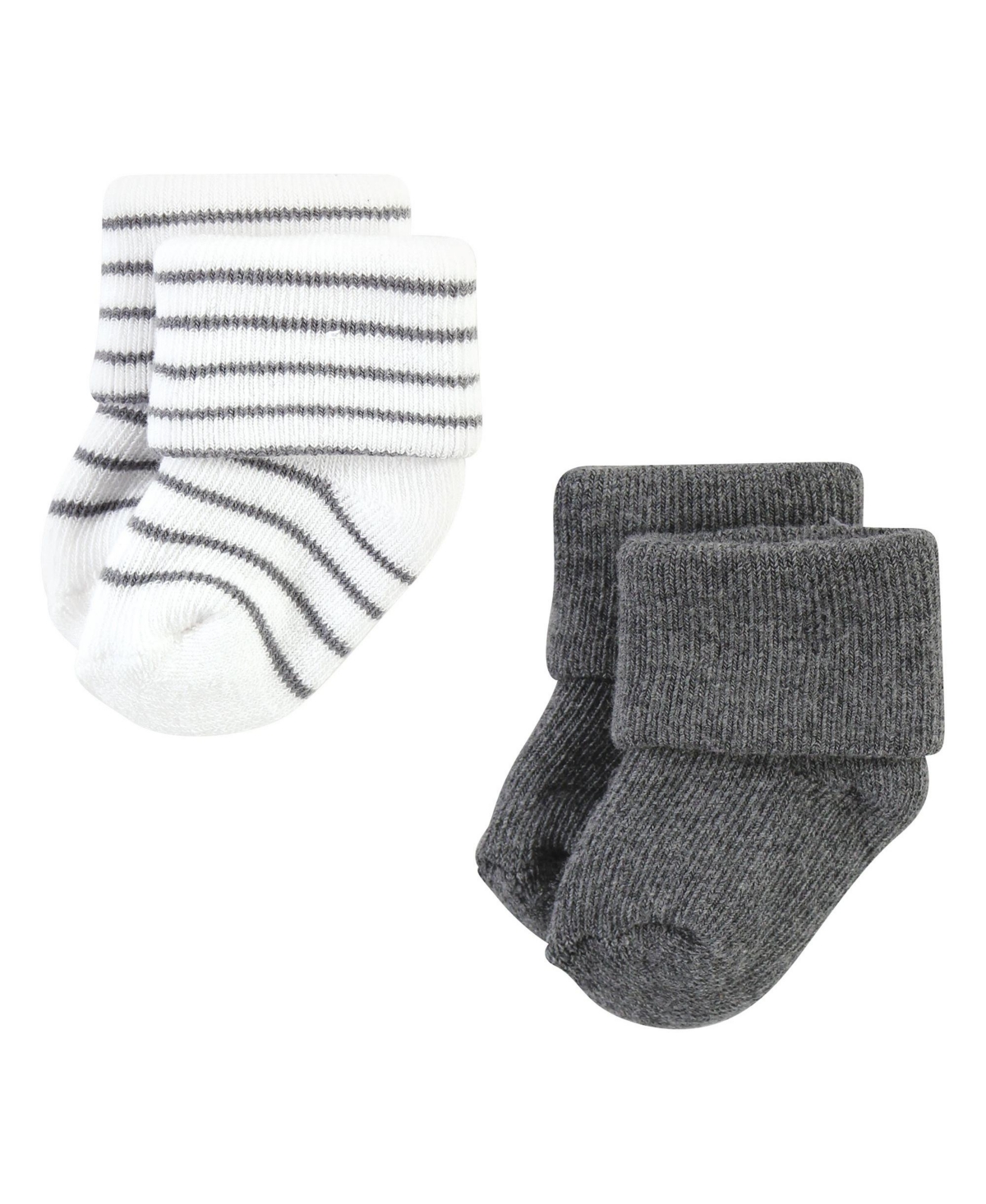 Hudson Baby Baby Boys Cotton Rich Newborn and Terry Socks, Gray Stripe 12 Pack - Gray stripe 12 pack