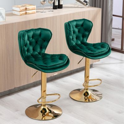 Adjustable Swivel Bar Stools with Chrome Base (Set of 2)