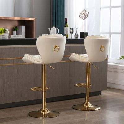 Adjustable Swivel Bar Stools with Chrome Base (Set of 2)