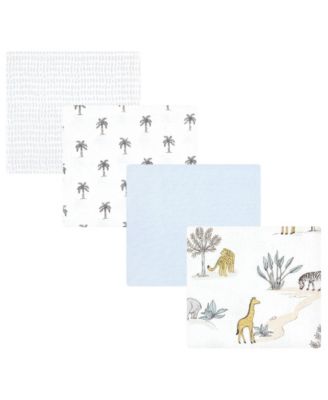 Boys Soft 4 Piece Cotton-Poly Flannel Receiving Blankets