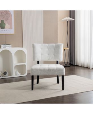 Boucle Tufted Accent Chair with Oversized Seating, White