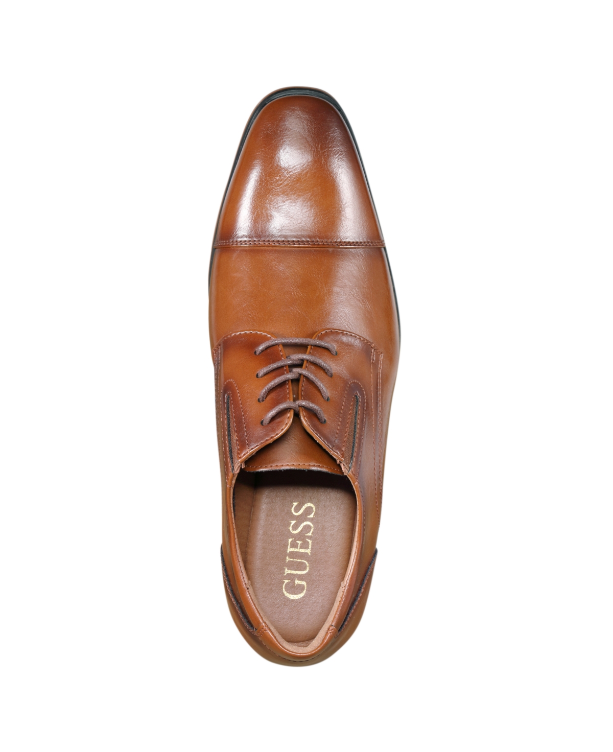 Shop Guess Men's Sulai Cap Toe Lace Up Dress Oxfords In Medium Brown