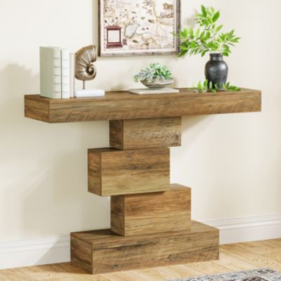 Farmhouse Console Table, 42.5-Inch Narrow Wood Sofa Table Behind Couch, Industrial Entryway Accent Table