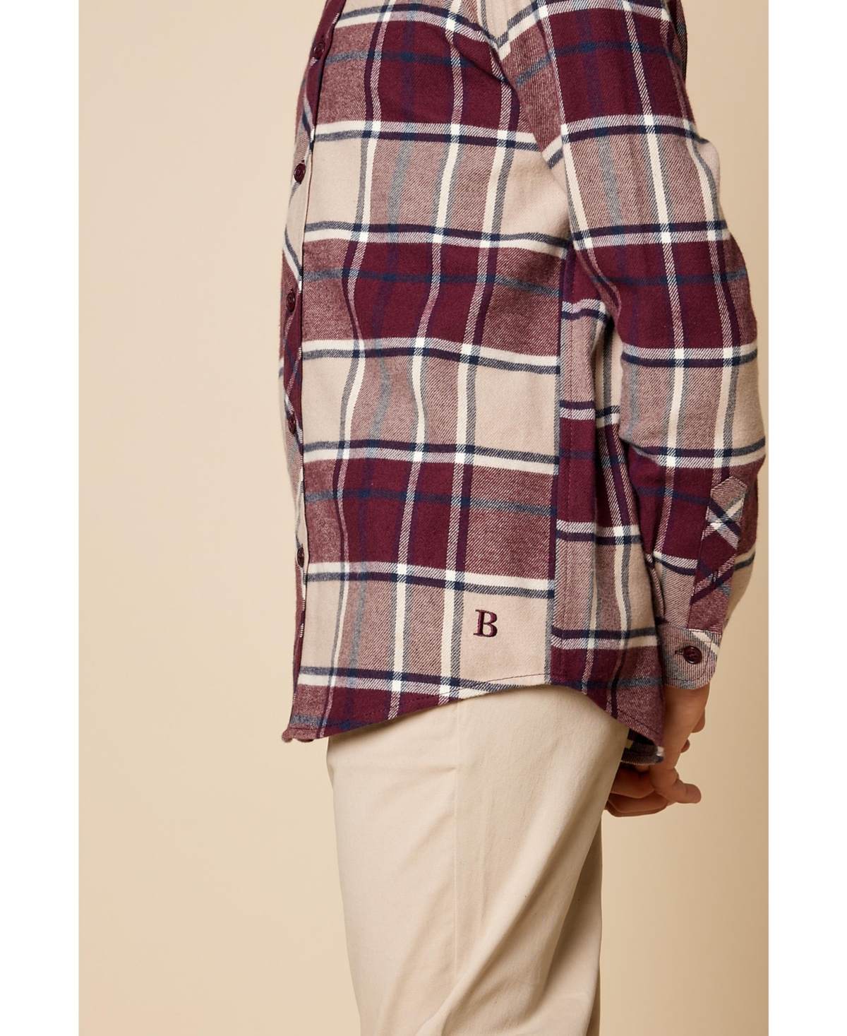 B by Brooks Brothers Big Boys Plaid Long Sleeve Button Down Shirt