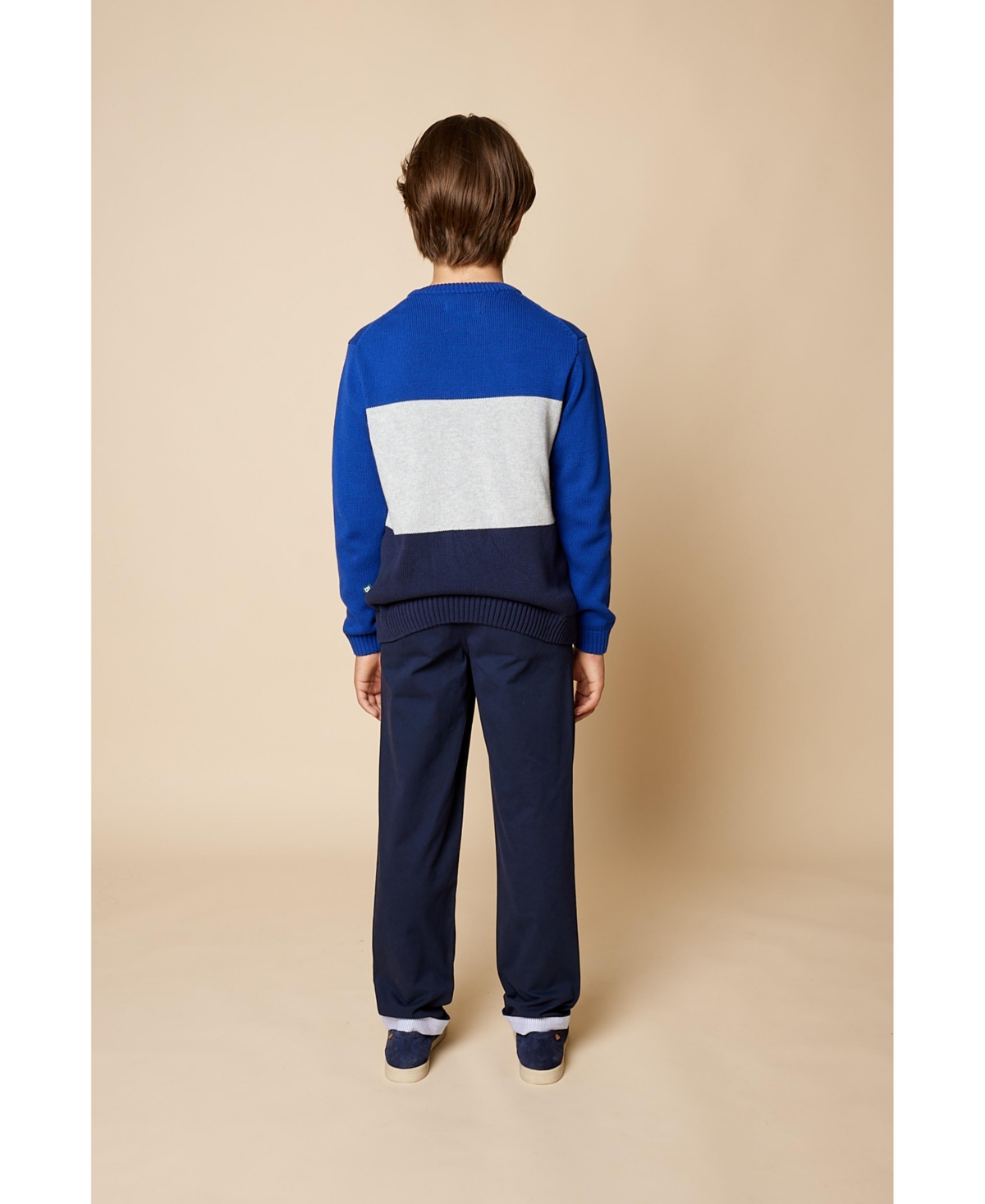 Brooks Brothers B By  Big Boys Colorblock Sweater With Patch In Royal Blue