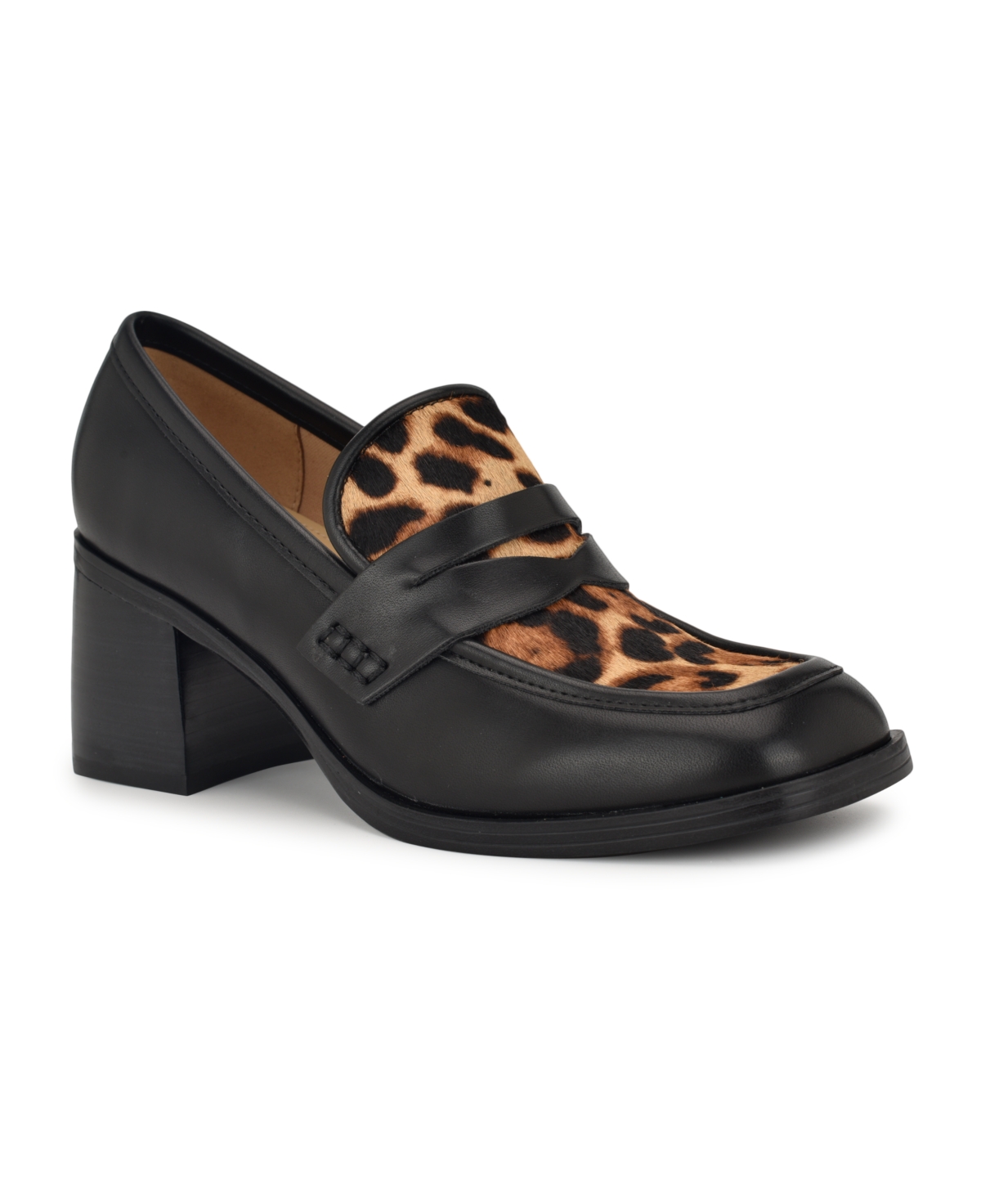 NINE WEST WOMEN'S AVALIA SQUARE TOE BLOCK HEEL LOAFERS 