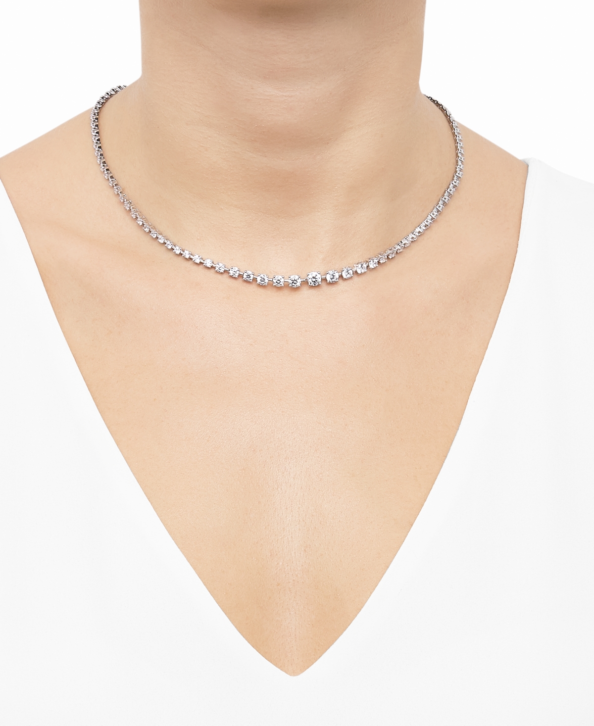 Grown With Love Lab Grown Diamond Graduated 16" Collar Necklace (7 Ct. T.w.) In 14k White Gold In White Gold