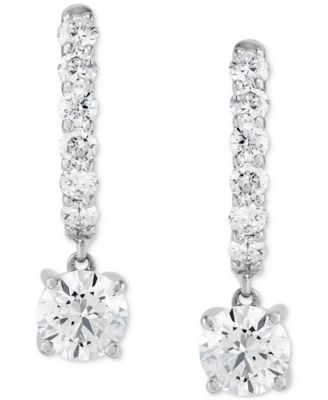 Lab Grown Diamond Dangle Small Hoop Earrings (1-1/2 ct. t.w.) in 14k White Gold
