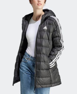 Adidas Women s Essentials 3 Stripes Light Down Hooded Jacket Macy s